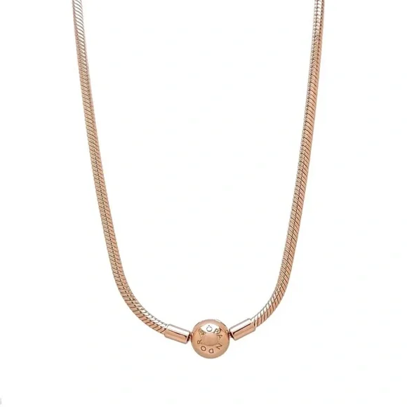 COPY Pandora Moments Rose Gold Snake Chain Necklace